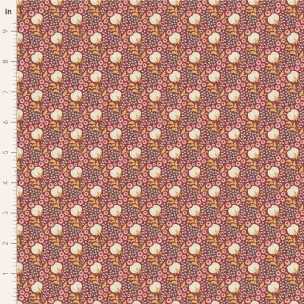 PRE ORDER Tilda Cottonfield Maroon 1/2 YARD